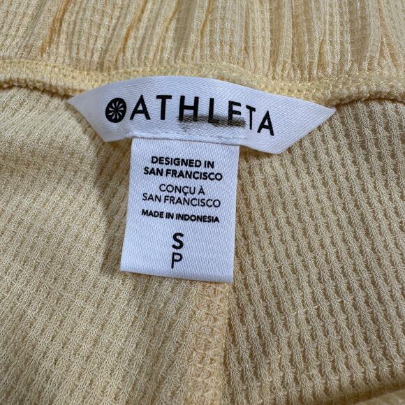 Athleta Wind Down Sleep Shorts Waffle Knit Yellow Women's Size Small NWT - Picture 5 of 12